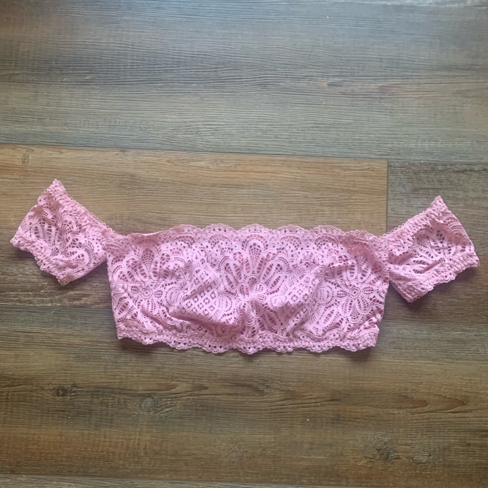 Victoria’s Secret - Sz L - Dream Angel Bralette - off shoulder - lace - adhesive